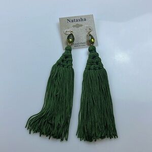 Natasha Green Tassel Dangling Earrings N260-72